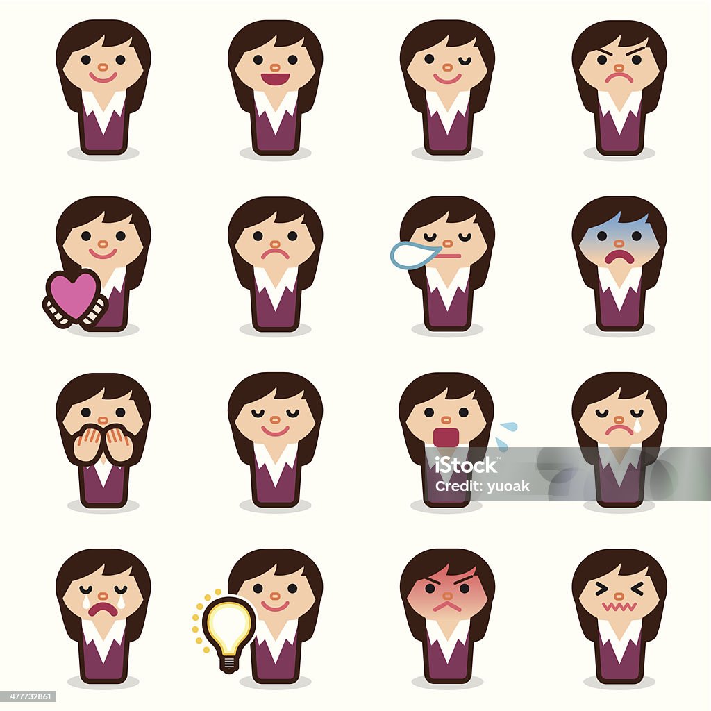 Business Frau emoticons - Lizenzfrei Arbeit und Beschäftigung Vektorgrafik