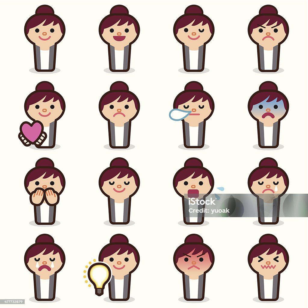 Business woman emoticons Business woman emoticons. Achievement stock vector