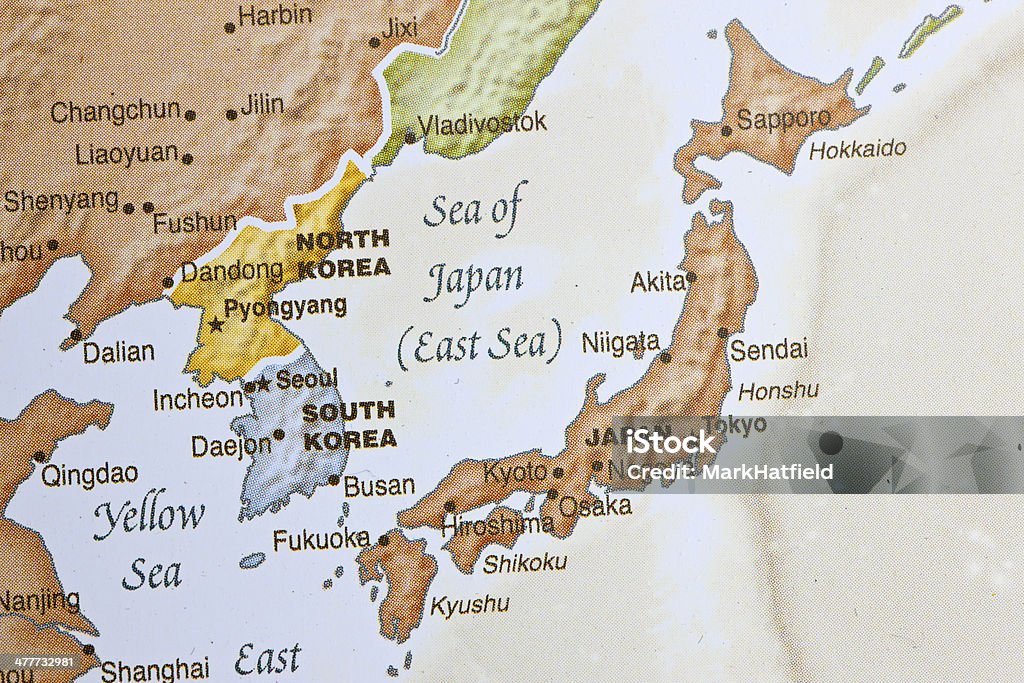 Mar de japón rodeado por North & Corea del Sur - Foto de stock de Mapa libre de derechos