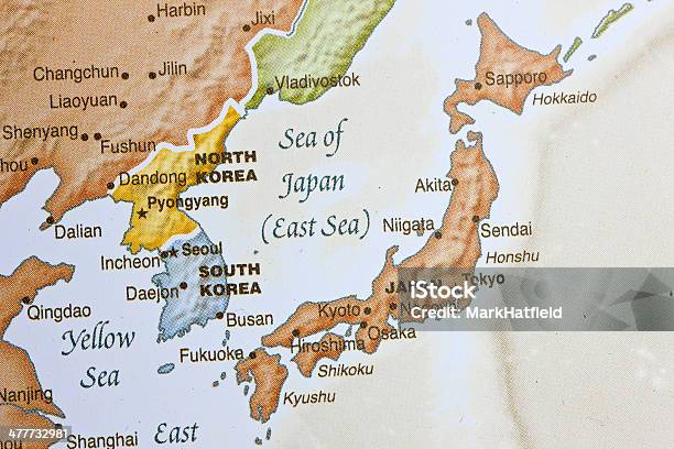 Mar De Japón Rodeado Por North Corea Del Sur Foto de stock y más banco de imágenes de Mapa - Mapa, Cartografía, Color - Tipo de imagen
