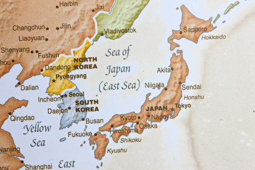 Sea of Japan surrounded by North & South Korea, Japan
