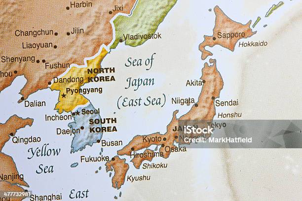 Foto de Mar Do Japão Rodeado Pelo North Coreia Do Sul e mais fotos de stock de Mapa - Mapa, Cartografia, Coreia do Norte