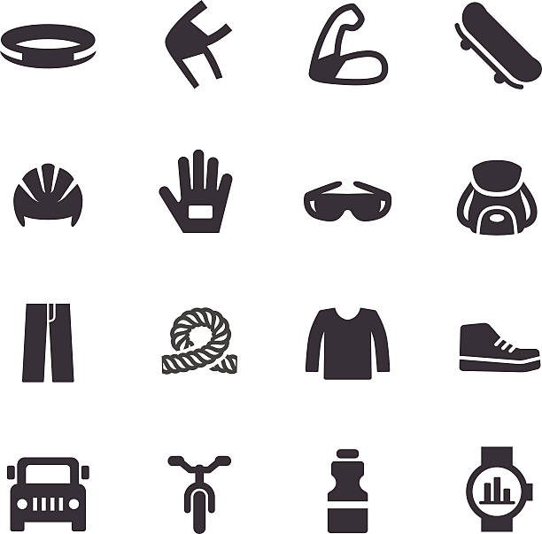 Extreme Sports Equipment Icons - Acme Series View All: elbow pad stock illustrations