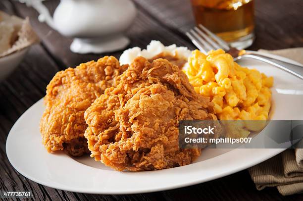 Fried Chicken Stock Photo - Download Image Now - Fried Chicken, Southern Food, Macaroni and Cheese