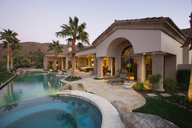 istock Pool And House Exterior At Dusk 477737127