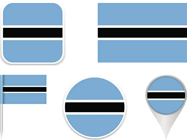 Vector illustration of Flags Botswana