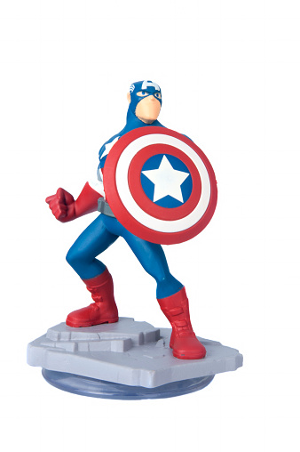 Adelaide, Australia - April 13, 2015: A studio shot of a Falcon Figurine from the Marvel comics and movies. Marvel comics and movies are extremely popular worldwide.
