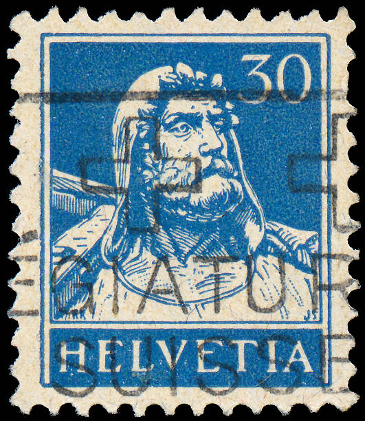 istock Stamp printed Switzerland shows portrait William Tell 477742325