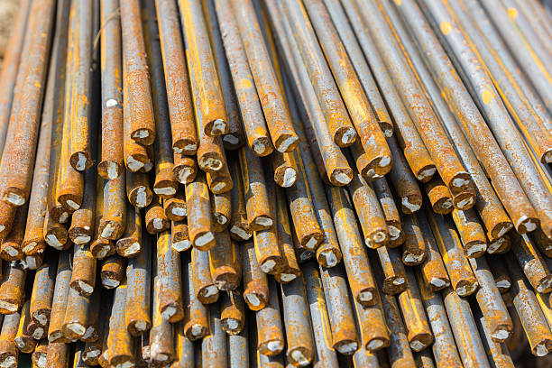 istock Steel bars used in construction, Steel bars close- up background 477743716