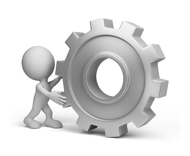 istock 3d person with a gear wheel 477745794