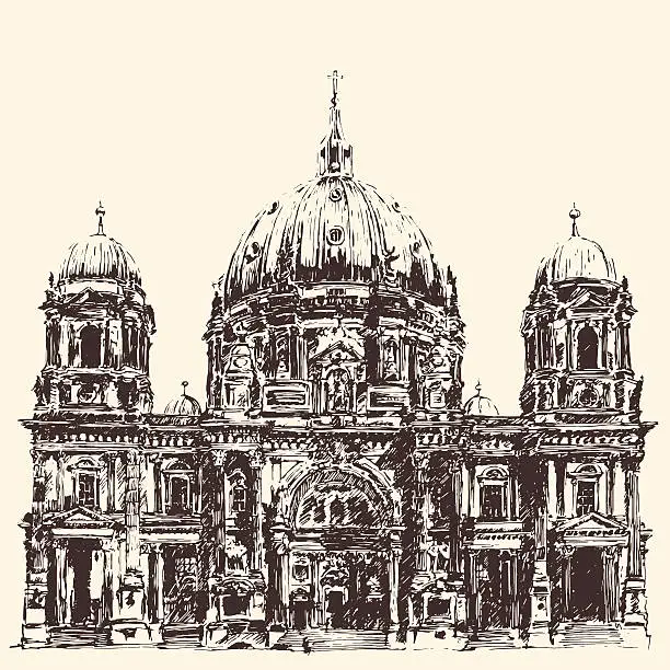 Vector illustration of Berlin Cathedral Berliner Dom Germany Hand drawn