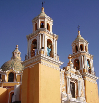 Iglesia de Nuestra Señora de los Remedios, also known as Santuario de la Virgen de los Remedios built on top of the Great Pyramid of Cholula, and overlooking Puebla and Cholula metropolitan areas.