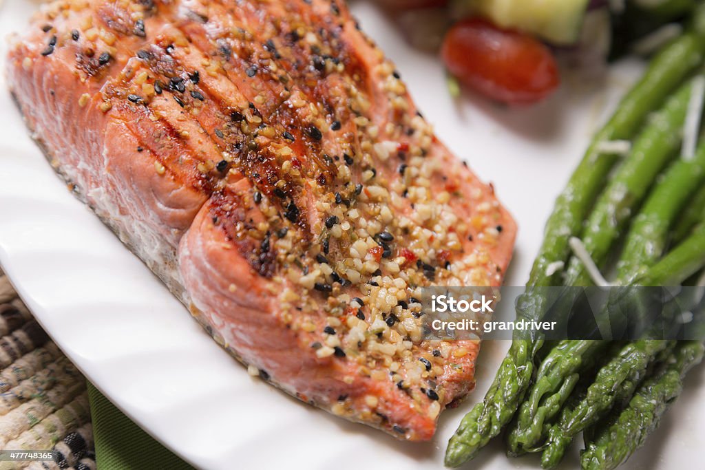 Salmone cena - Foto stock royalty-free di Alimentazione sana