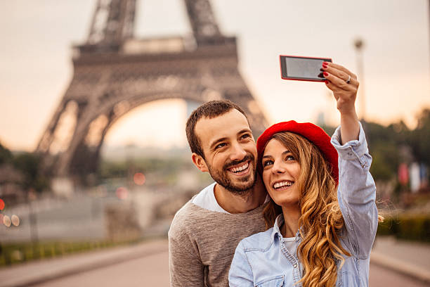Selfie in front of the Eiffel Tower