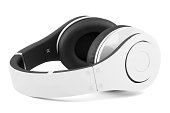 white and black wireless headphones isolated background