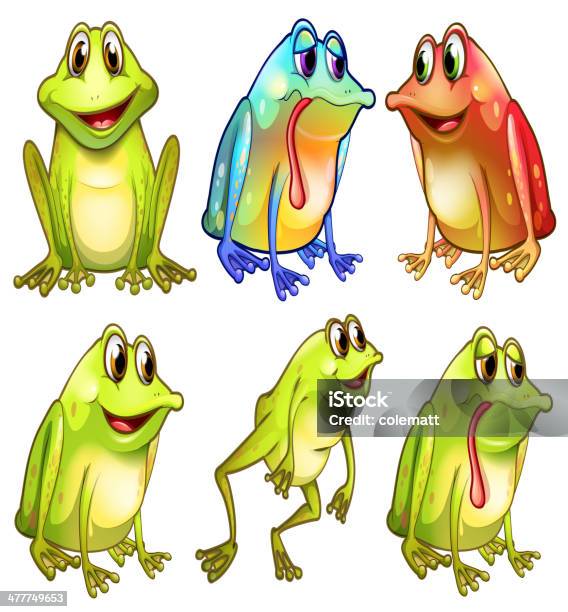 Sei Diversi Frogs - Immagini vettoriali stock e altre immagini di Affamato - Affamato, Animale, Artista