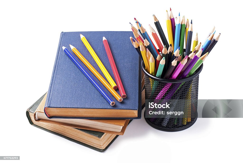 Livros e lápis - Foto de stock de Arrumado royalty-free