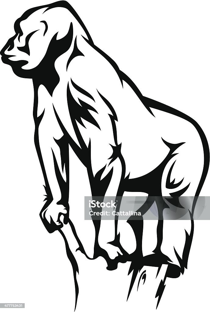 gorilla illustrazione - arte vettoriale royalty-free di Bianco