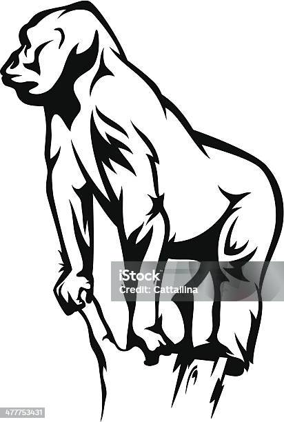 Gorilla Illustrazione - Immagini vettoriali stock e altre immagini di Bianco - Bianco, Clip art, Colore nero