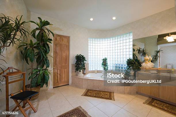 Spacious Bathroom At Home Stock Photo - Download Image Now - Glass Brick, Apartment, Bathtub