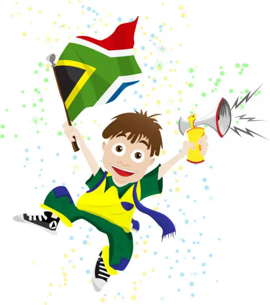 Vector illustration of South Africa Soccer Fan Boy