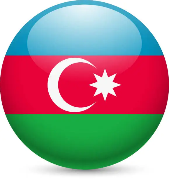 Vector illustration of Round glossy icon of Azerbaijan