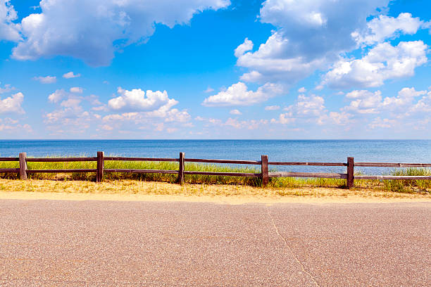 Beautiful coast road with cloudy sky