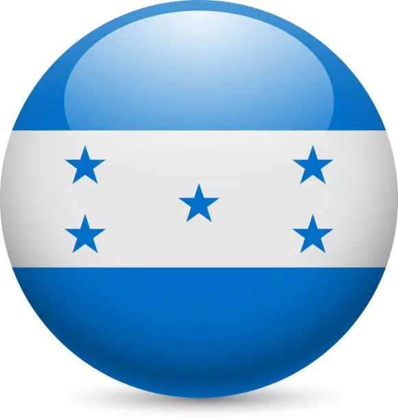 Vector illustration of Round glossy icon of Honduras