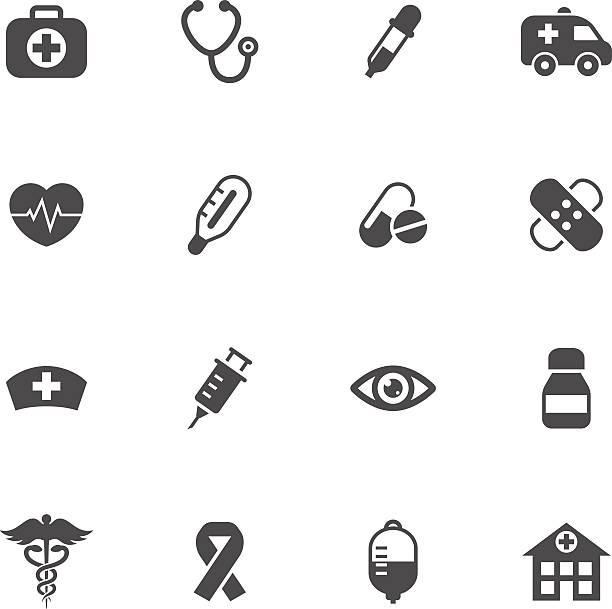 ilustraciones, imágenes clip art, dibujos animados e iconos de stock de conjunto de iconos médica - medicina de emergencia