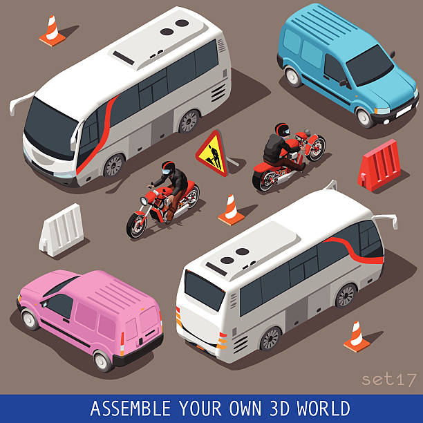 illustrations, cliparts, dessins animés et icônes de téléviseur 3d isométrique véhicule de tourisme situé - isometric car vector land vehicle