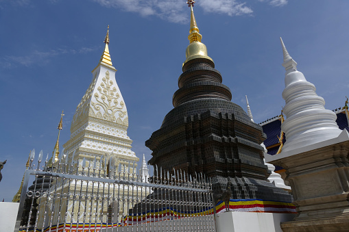architecture of buddhist pagoda in temple in Thailand