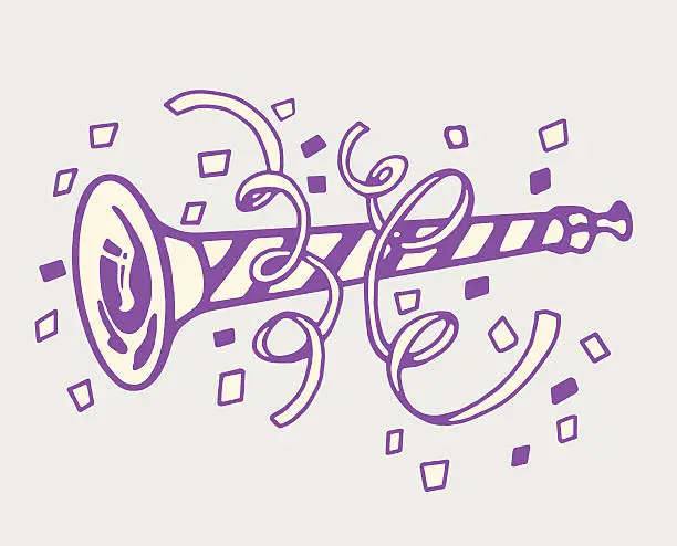 Vector illustration of Party Horn and Streamers