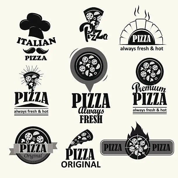 Vector illustration of Retro Pizza logotypes set