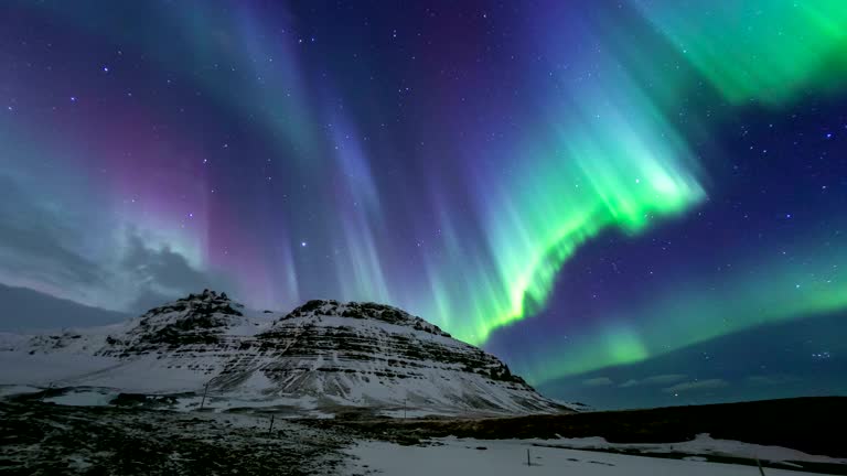 HD Time-lapse: Northern Light Aurora Borealis at Kirkjufell Iceland