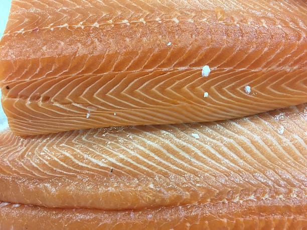 istock Salmon fillet red fish on ice 477761712