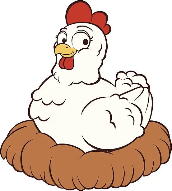 Vector illustration of White Hen - Nest