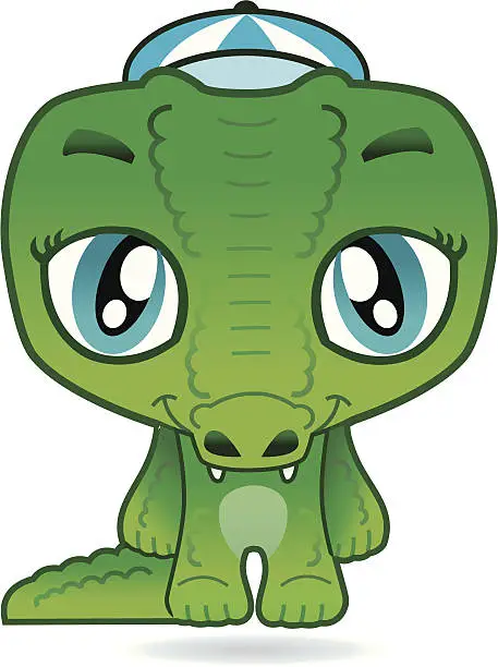 Vector illustration of cute  crocodile-icon.