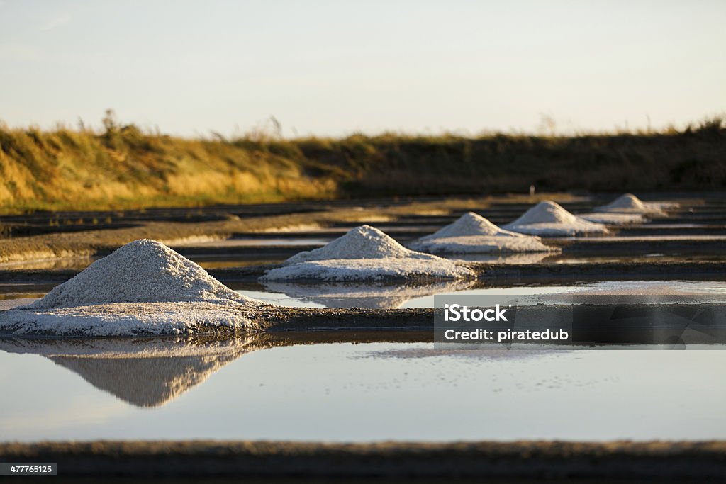 sea salt pans sea salt pans at Guerande in France near La Baule Salt Flat Stock Photo