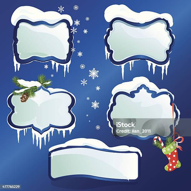 Collezione Di Cornici Di Inverno Con Lucida Snowdrifts E Icicles - Immagini vettoriali stock e altre immagini di Bianco