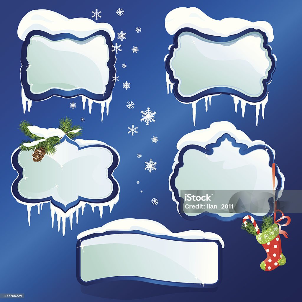 Coleção de imagens de inverno brilhante com snowdrifts e icicles - Royalty-free Azul arte vetorial