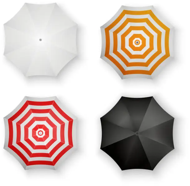 Vector illustration of Set of Colorful Umbrellas Isolated Vector