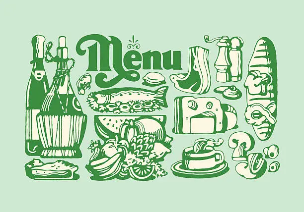 Vector illustration of Food and Wine Menu