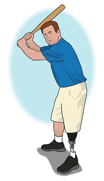 Vector illustration of Amputee at Bat