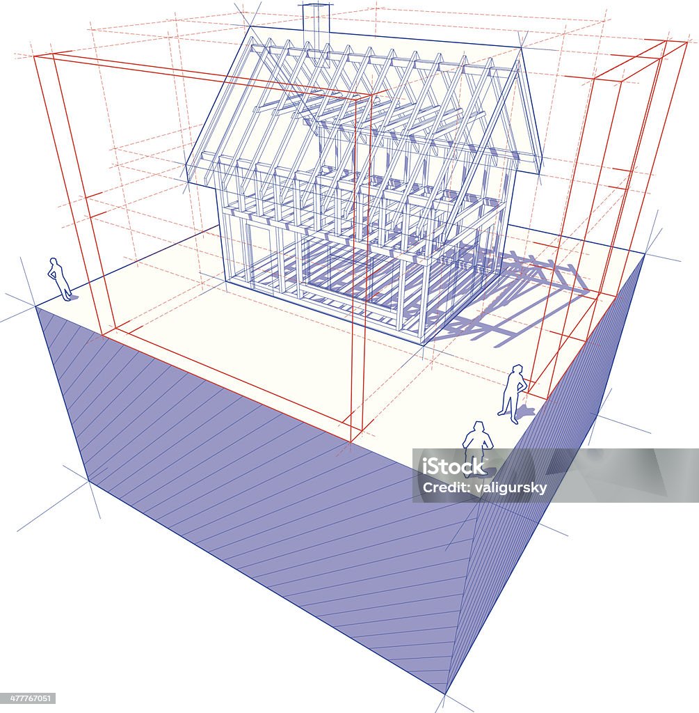 Projet de maison avec cadre dimensions Schéma explicatif - clipart vectoriel de Plan libre de droits