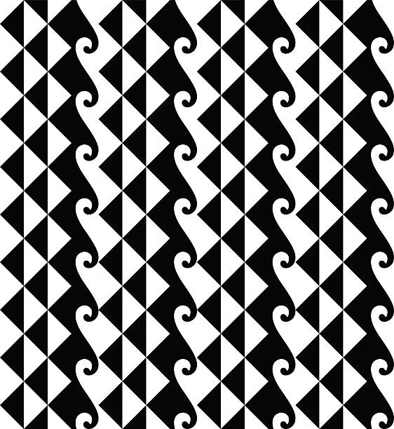 Hawaiian Seamless Weave Pattern Hawaiian seamless kakau tattoo weave pattern in black and white. indigenous culture stock illustrations