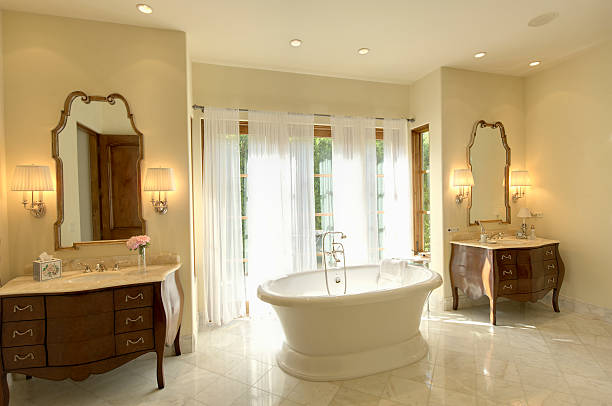 istock Marble Bathtub With Cabinets And Mirror 477767487