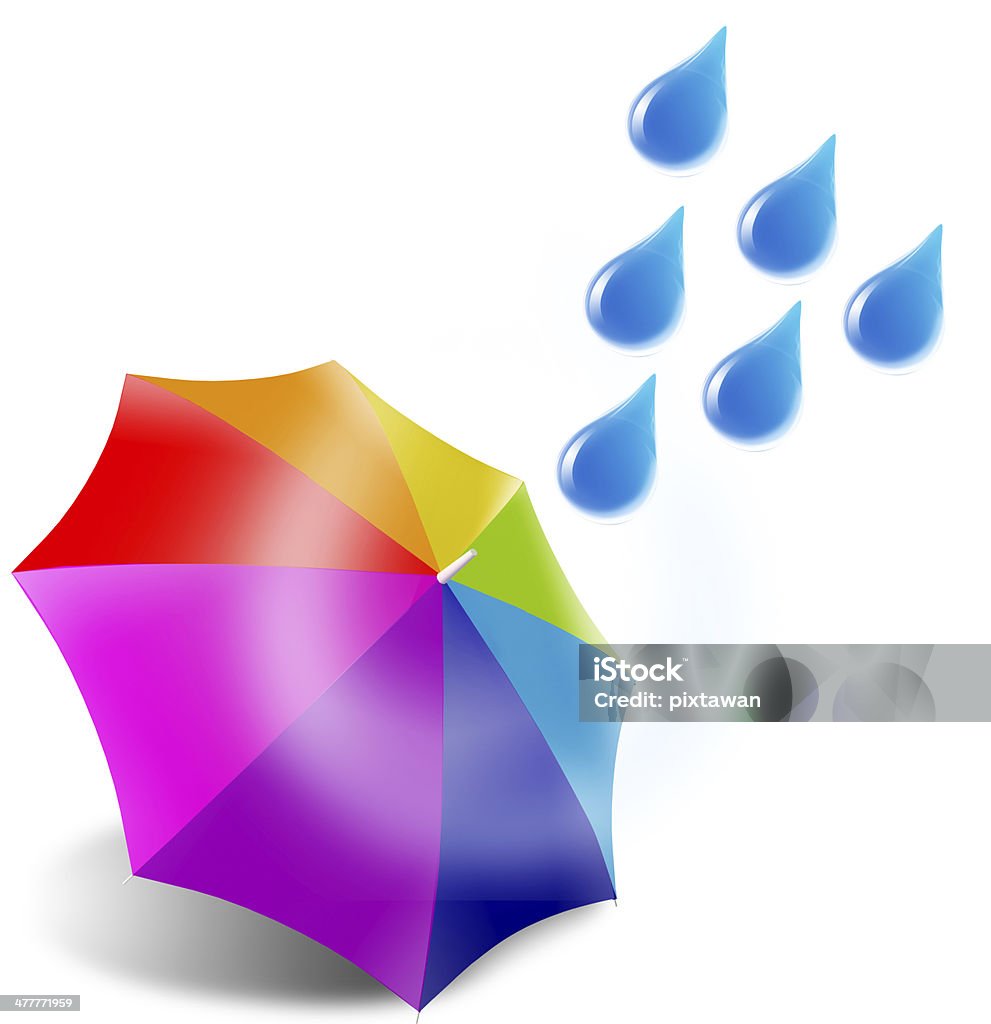 Deszcz na kolorowy Parasol - Zbiór zdjęć royalty-free (Czerwony)