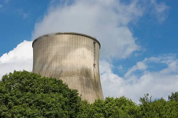 Big cooling-tower of a power plant producing electricity