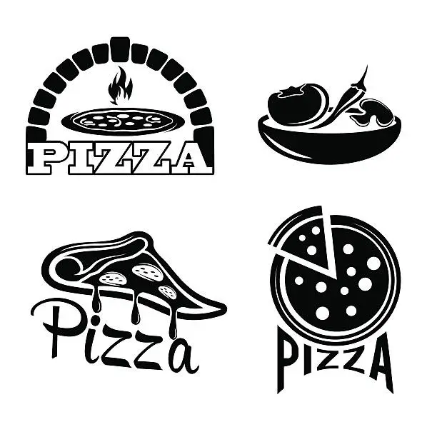 Vector illustration of set for pizzeria or Italian restaurant