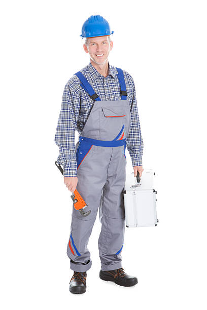 istock Male Worker Holding Toolbox And Wrench 477777338